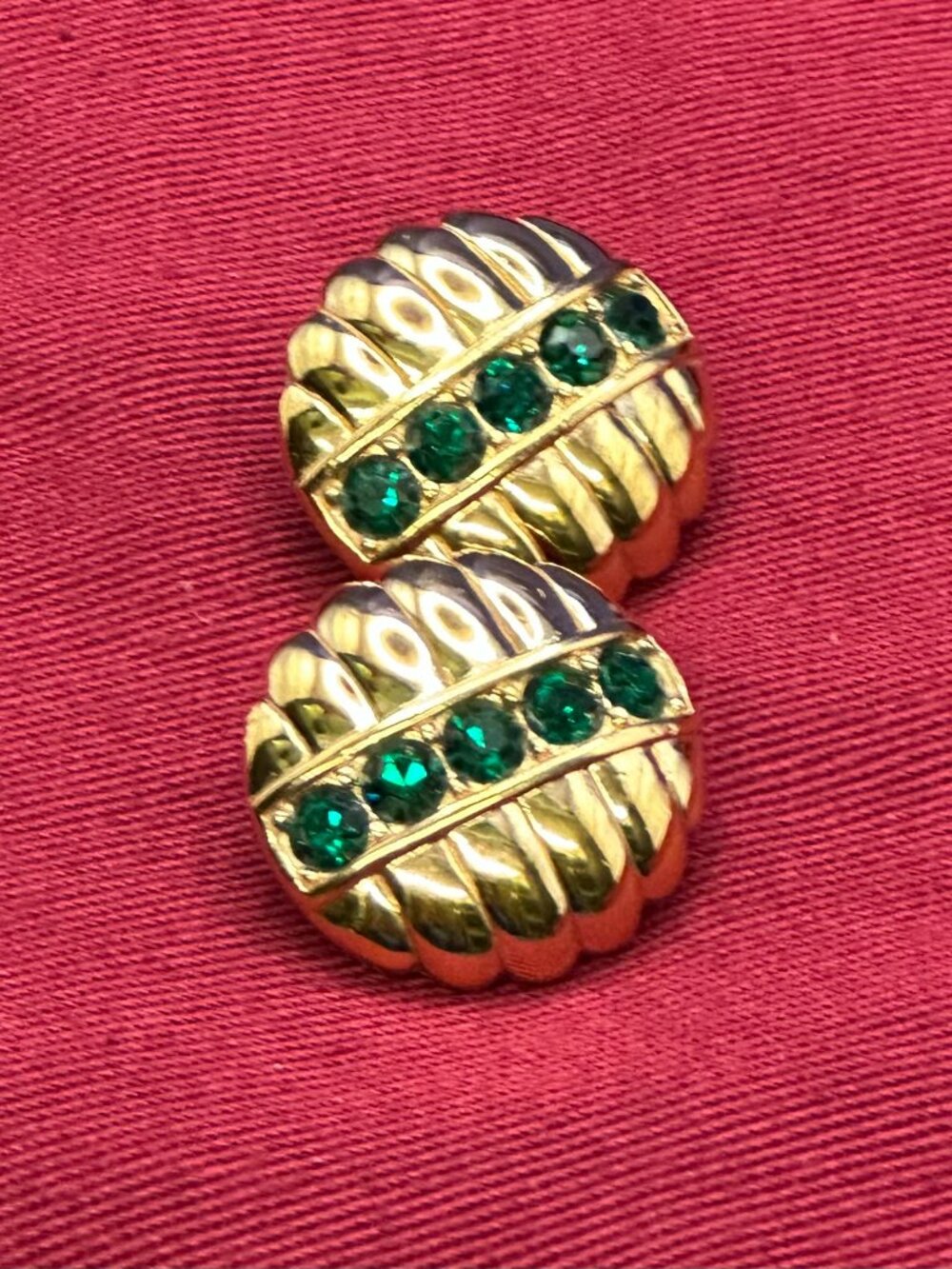 Swarovski S.A.L. Gold-Tone Post Earrings Green Crystals